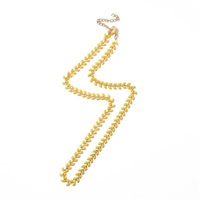 Enamel Ear of Wheat Link Chain Necklace