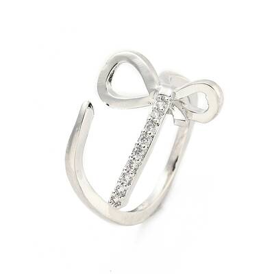 Brass Micro Pave Cubic Zirconia Cuff Rings