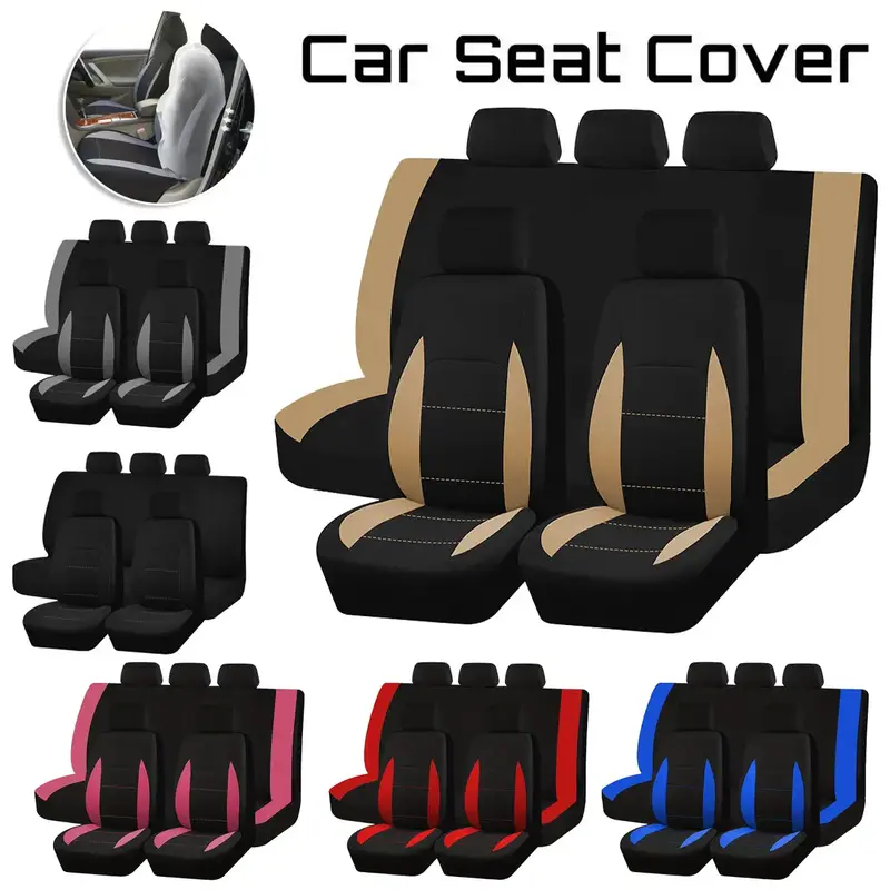 Auto Car Seat Covers Polyester 5-Seaters Front And Rear Full Set,Car Seat Protectors Cushion Mat Automotive Interior Decorati...