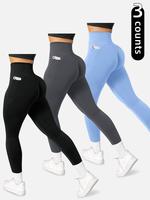 Women's Solid High Waist Pocket Sports Leggings, Sporty Comfy Breathable Skinny Pants for Yoga Gym Workout, Ladies Sportswear...