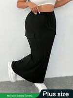 【Plus Size】 Solid Color Skirt, Casual Fashion Long Skirt for Daily Outdoor Wear, Women Plus Clothing for All Seasons, Hig...