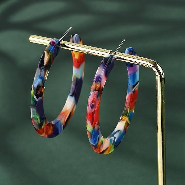 Cellulose Acetate(Resin) Half Hoop Earrings