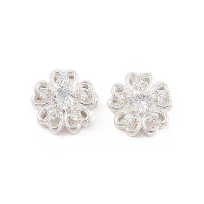 Rack Plating Brass Micro Pave Cubic Zirconia Beads