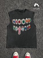 Men's Cross Graphic Sleeveless Tee, Regular Fit Casual Round Neck Top for Summer, Men's Top for Daily Wear, Vest, Cotton