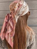 Women's Elegant Chain Print Square Scarf, Fashionable Soft Comfortable Scarf for Daily Wear, Casual Versatile Scarf for Women...