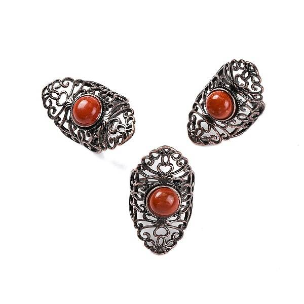 Natural Red Jasper Retro Finger Rings