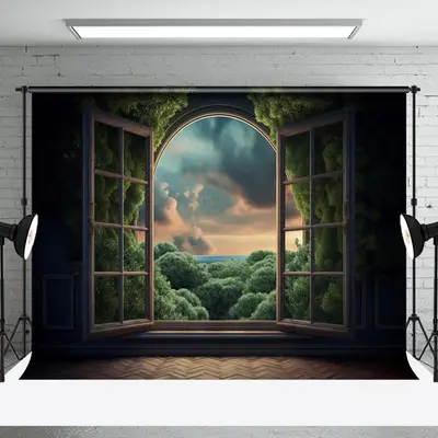 Aperturee Spring Forest Window Scenery Photography Backdrop | Professional Photography Backdrop | Photo Booth Backdrop | Phot...