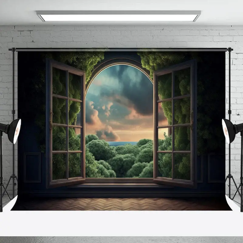 Aperturee Spring Forest Window Scenery Photography Backdrop | Professional Photography Backdrop | Photo Booth Backdrop | Phot...