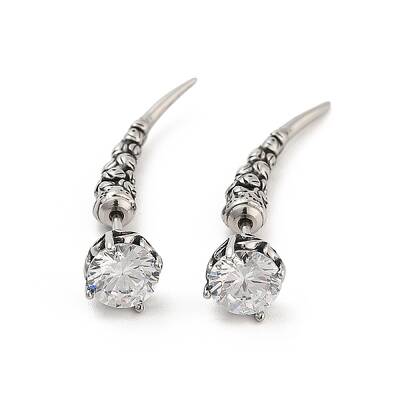 Rose Flower 316 Surgical Stainless Steel Pave Cubic Zirconia Ear False Plugs for Women