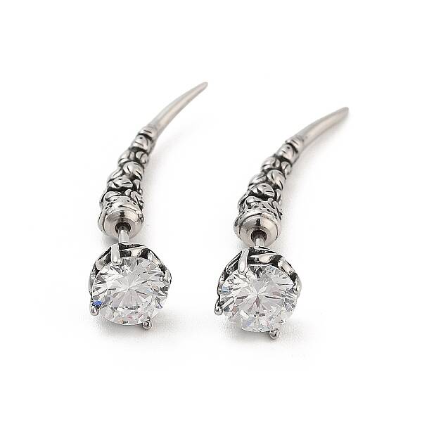 Rose Flower 316 Surgical Stainless Steel Pave Cubic Zirconia Ear False Plugs for Women