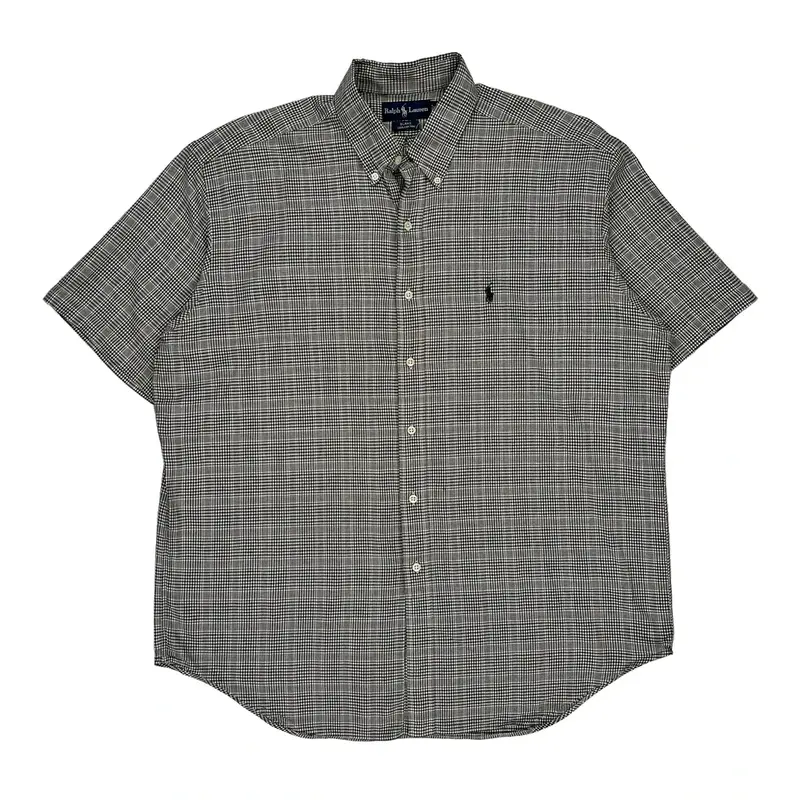Ralph Lauren Checked Short Sleeve Shirt - XL Black & White Cotton | Size: x-large