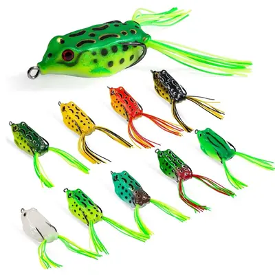 10pcs Ray Frog Baits, Summer Soft Fishing Lures, Mixed Size Simulated Frog Baits Fishing Baits, Outdoor Fishing Accessories, ...