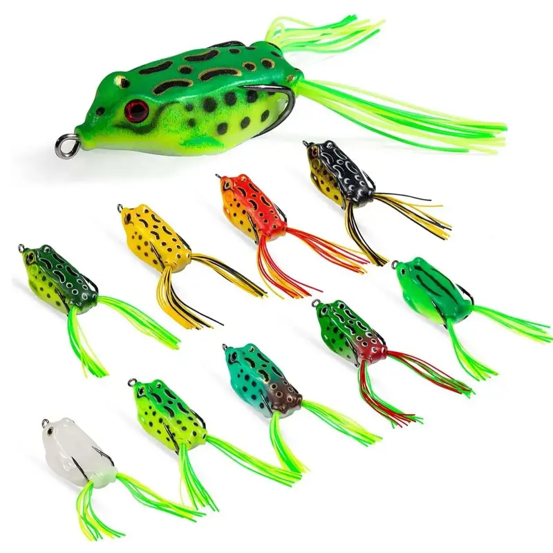 10pcs Ray Frog Baits, Summer Soft Fishing Lures, Mixed Size Simulated Frog Baits Fishing Baits, Outdoor Fishing Accessories, ...
