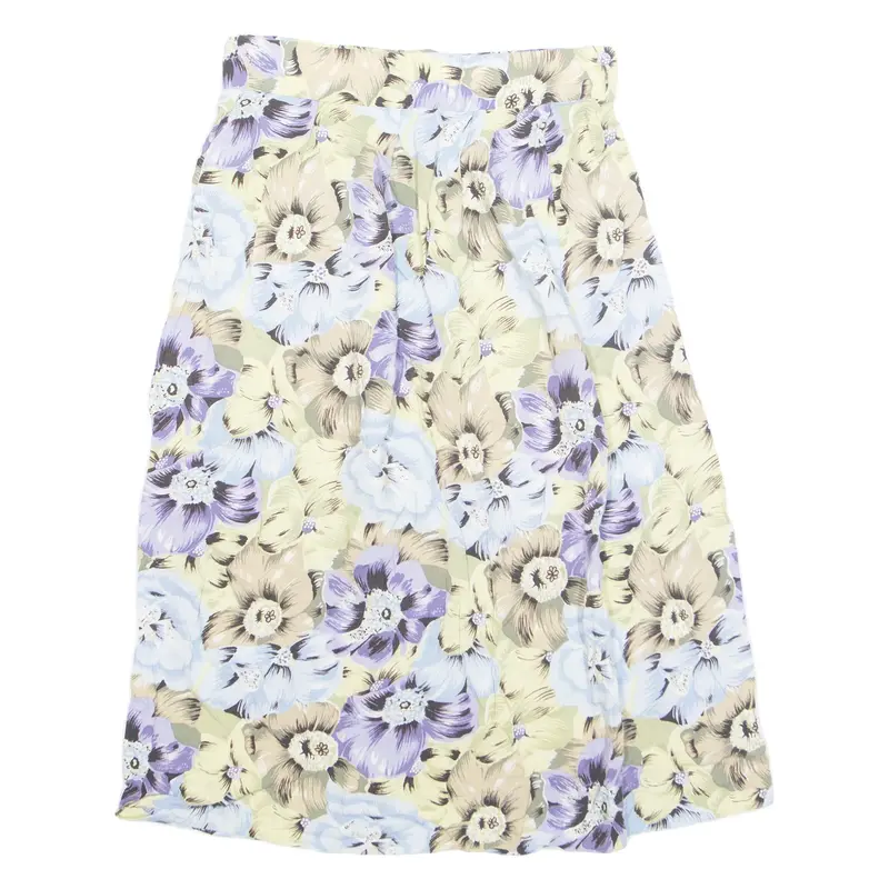 Womens A-Line Skirt Blue Knee Length Floral M