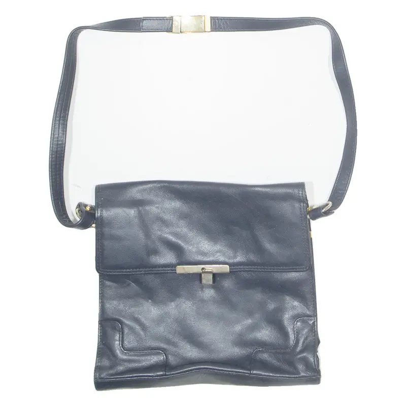 Womens Shoulder Bag Blue Leather 90s