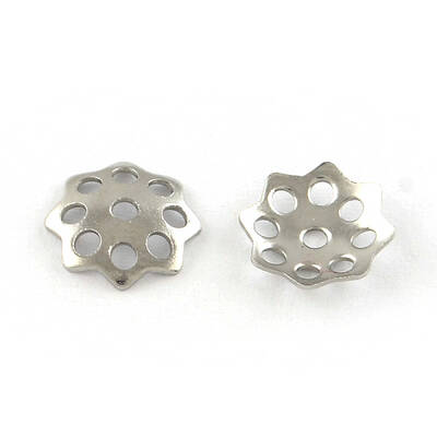 Tarnish Resistant 8-Petal Hollow Flower Smooth Surface 304 Stainless Steel Bead Caps