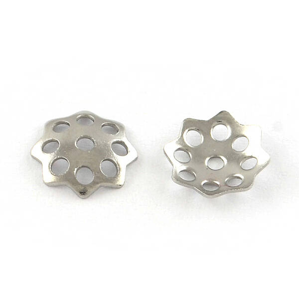 Tarnish Resistant 8-Petal Hollow Flower Smooth Surface 304 Stainless Steel Bead Caps
