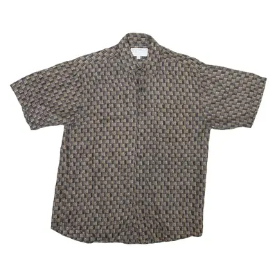 WHITBY Mens Shirt Black Silk Geometric M