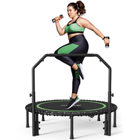 BCAN 450/550 LBS Foldable Mini Trampoline, 40/48 Fitness Trampoline with Bungees, Adjustable Foam Handle/T-Handle/No Hand...