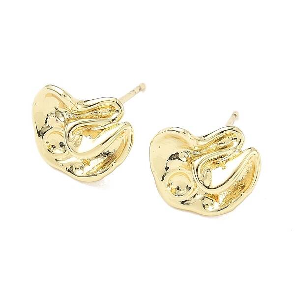 Brass Nuggets Stud Earrings