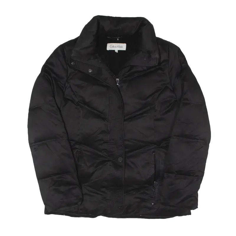 CALVIN KLEIN Fleece Lined Down Insulated Puffer Jacket Black Womens XS
