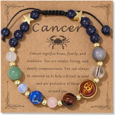 Zodiac Bracelets for Women Men,12 Constellations   Stone Beads Bracelet Birthday Zodiac Gifts Horoscope   Bracelet Gifts Tren...