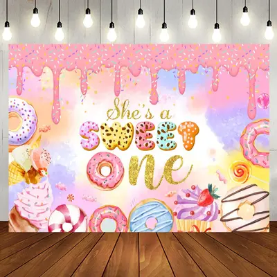 Creamy Ice Cream Cupcake Sweet 1st Birthday Backdrop - Aperturee