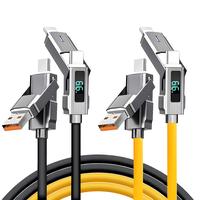 4-in-1 Multi USB Charging Cable with USB A,Type C, Lightning - LED Display Silicone Cable Fast Charging & Data Sync For iPhon...