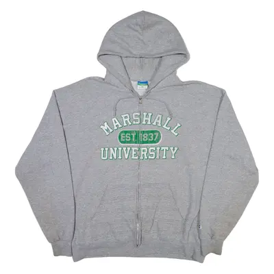 CHAMPION Marshall University Mens Grey Hoodie Full Zip USA XL