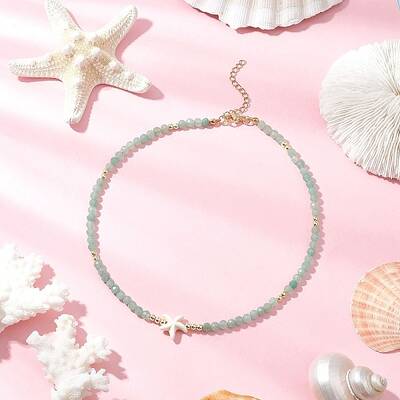 Summer Beach Natural Green Aventurine Round Beaded Necklaces