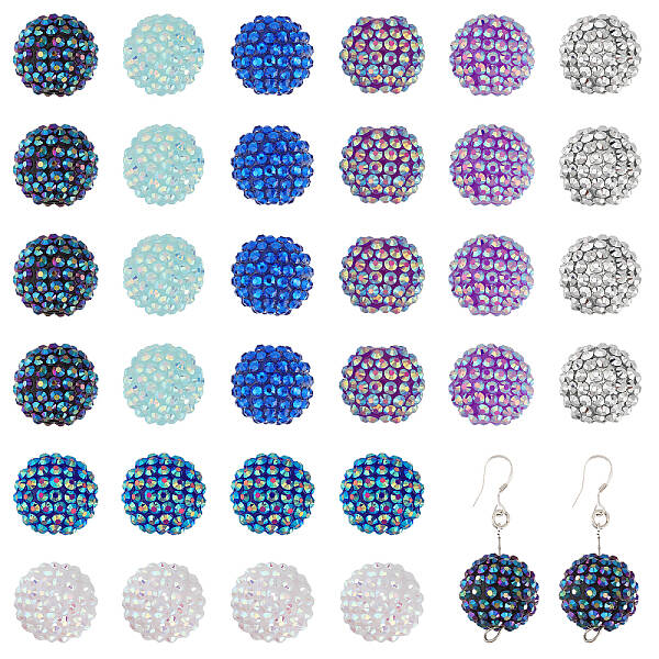 32Pcs 8 Colors Resin Rhinestone Beads