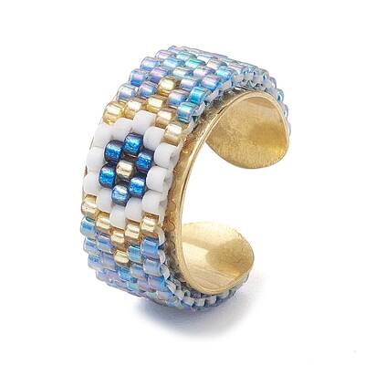 Glass Seed Beads Cuff Rings