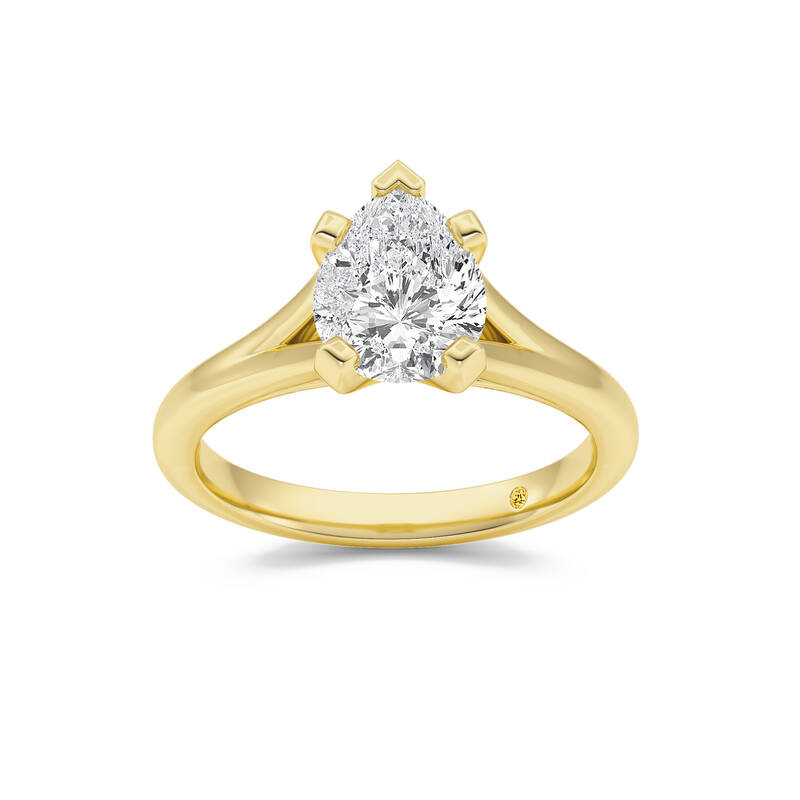 Luxen Split Shank Pear Shape Lab Grown Diamond Solitaire Ring | 14K Yellow Gold 2 1/2 CT. TW.