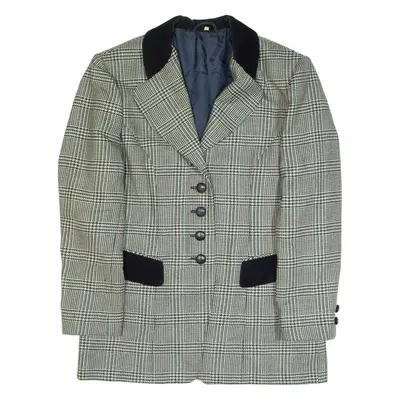 Womens Blazer Jacket Black Wool 90s Check S