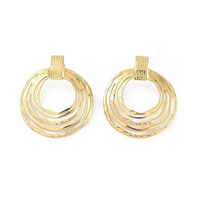Ion Plating(IP) 304 Stainless Steel Multi-Layer Wire Ring Stud Earrings for Women