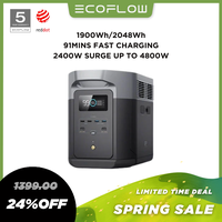 DELTA 2 Max 1900 / 2048Wh, 2400W, EcoFlow Portable Power Station, LFP Solar Generator, Full Charge in 1 Hr, Solar Powered Gen...
