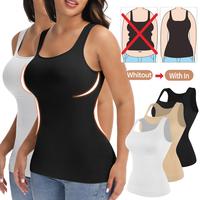 1-2 Counts Seamless Shapewear Tank Top Tanks for Women Square Neck Body Shaper Camisole Cami Tops Sleeveless Tank Tops Basic ...
