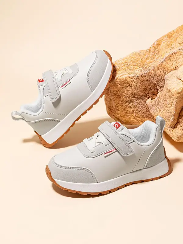 HOBIBEAR Leather faced boys' sports shoes, simple casual shoes, Velcro single shoes