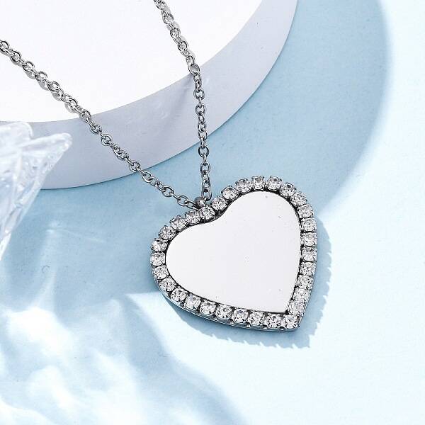 304 Stainless Steel Micro Pave Cubic Zirconia Pendant Necklaces for Women