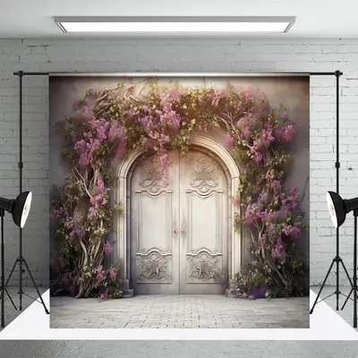Aperturee White Retro Wall Floral Vine Spring Photo Backdrop | Photo Studio Background | Best Photography Backdrop | Wall Bac...