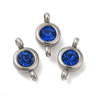 304 Stainless Steel Single Rhinestone Connector Charms