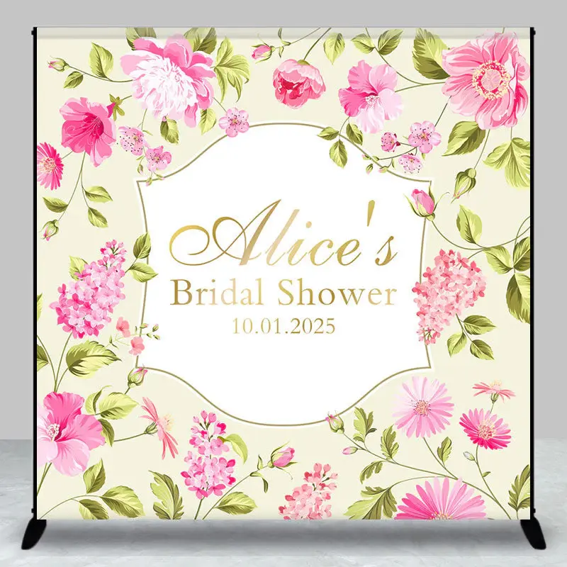 Flowers Light Green Custom Bridal Shower Backdrop