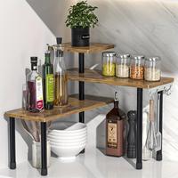 3-Tier Wooden Shelf - Space-Saving Kitchen/Bath Organizer w/Removable Layers Easy Assembly