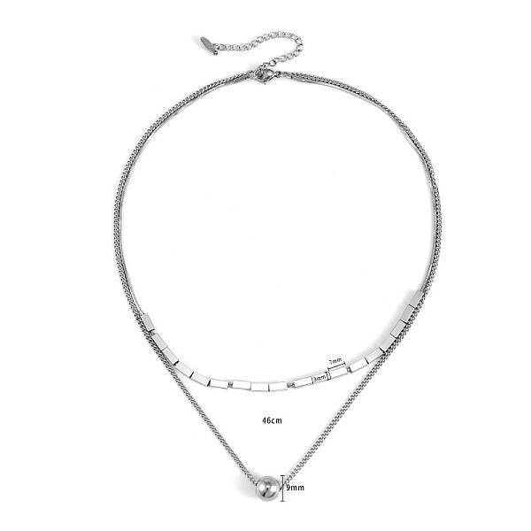 Non-Tarnish Stainless Steel Double Layered Ball Pendant Necklaces