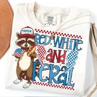 [Saleup to 70%]Comfort Colors Red White And Feral  Funny Raccoon Shirt T-shirt, Funny USA Shirt, Funny Raccoon Shirt , 4th Of...