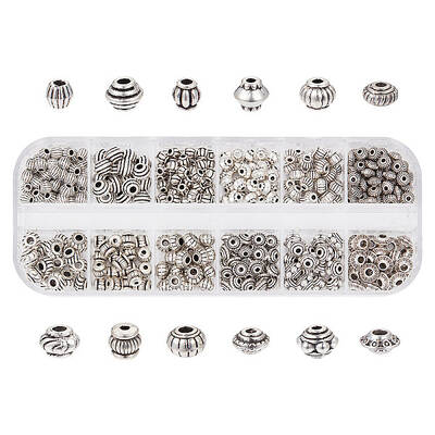 379Pcs 12 Styles Tibetan Style Alloy Spacer Beads Sets