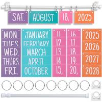 Rainbow Flip Calendar Bulletin Board Set with Holder, Adjustable Calendar Holder Includes 54 Date Cards for Classroom Home De...