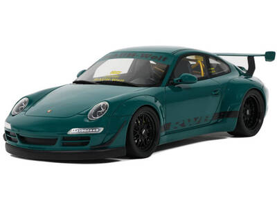 2021 RWB Bodykit Syunkashuto Green with Black Stripes 1/18 Model Car by GT Spirit