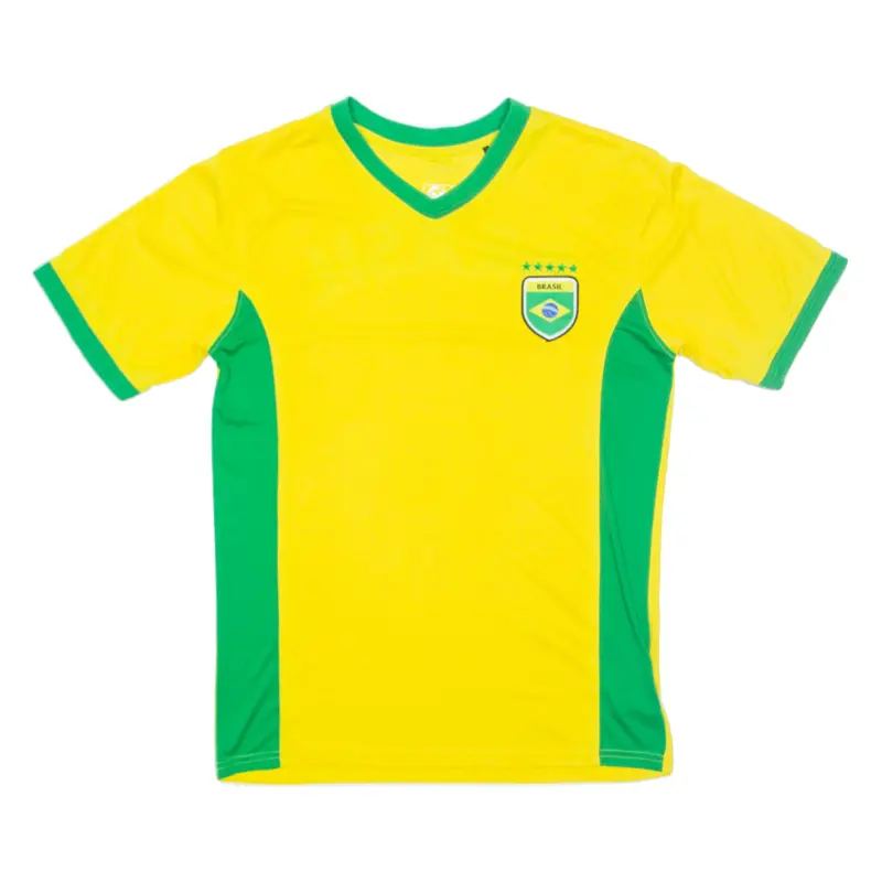 VICTORY Brazil Mens Football Shirt Jersey Yellow V-Neck S