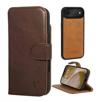 Apple iPhone Air 2-in-1 Leather Wallet Case (with Detachable Cover & MagSafe Compatible) - Dark Brown